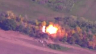 Russian military hardware destroyed by Ukrainian Marines using high precision munition