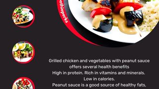 Grilled Chicken & Vegetable Kebabs with Peanut Sauce