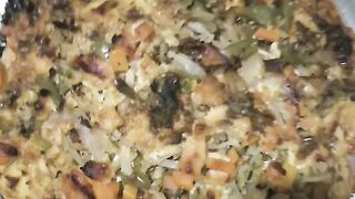 Chicken vegetable Pizza made at home in large closed pot