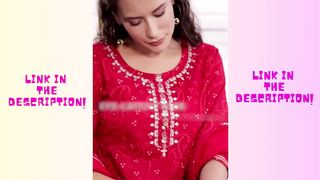 Women's Cotton Red Bandhani Embellished Anarkali Kurta Set with Dupatta