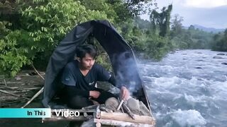 solo camping in the middle of the forest