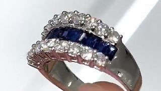 Unisex 18k Gold, Real Diamond & Sapphire Band