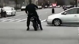 The Motorcycle Ran Away from the Police