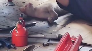 When the mechanic is being watched by the boss