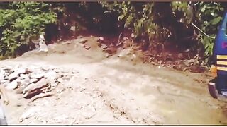 The second the truck entered the ravine 30 meters
