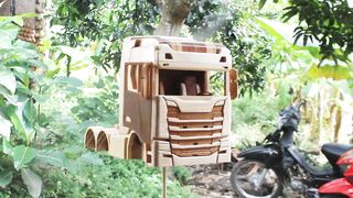 SCANIA V8 CONTAINER TRAILER - WOODEN TRUCK HOMEHADE.