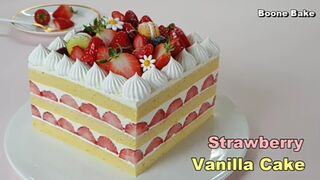 HOW TO MAKE SOFT VANILLA STRAWBERRY SPONGE CAKE