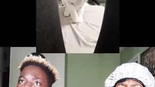 Reaction to watching funny cats ,, haha????