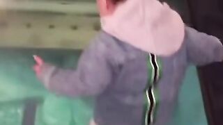 Little Boy Afraid Of Glass Bridge