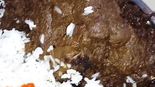 mukbang rendang wagyu A5 typical indonesian food