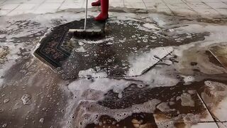 Flooded- Hard dirty carpet cleaning satisfying rug cleaning ASMR