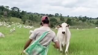 A man with his cow