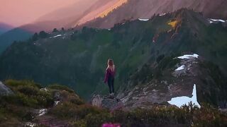 gazing at flowers and serene mountains is beautiful