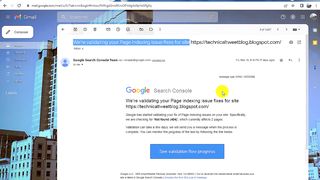 We're validating your Page indexing issue fixes for site