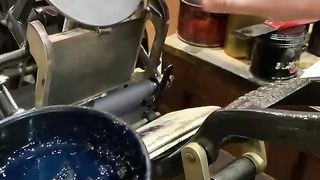 Letterpress printing birthday greeting cards with a tabletop printing press