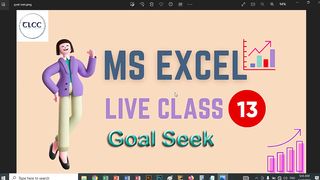 MS Excel Goal Seek Live Class