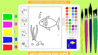 Coloring fish, dolphins, crabs, jellyfish