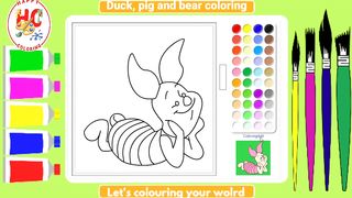 Coloring duck, pig, winnie the pooh bear