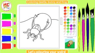 Coloring beetle, frog and rabbit