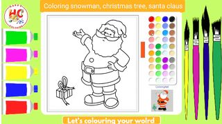 Coloring santa claus, christmas tree and snowman