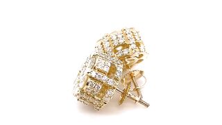 Fully iced out cluster set diamond earrings by Ijaz Jewelers