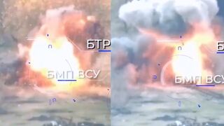 Ukrainian Sisu XA-185 amphibious armored personnel carrier were destroyed by Russian anti-tank mines