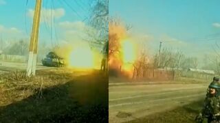 Ukrainian POV clearing a town with tank support