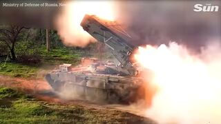 Russia fires multiple rockets at Ukrainian positions with 'Solntsepek' system