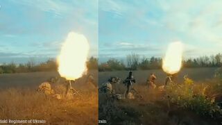 Ukrainian Soldiers attack Russian positions with mortars