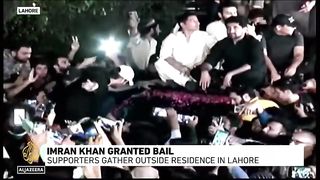 Pakistan- Imran Khan supporters celebrate after court grants bail_HIGH