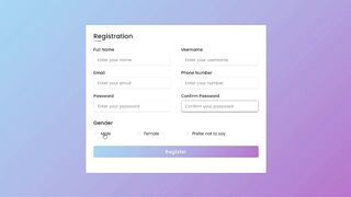 Responsive Registration Form in HTML & CSS