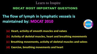 The flow of lymph in lymphatic vessels is maintained by:#biology #mdcatbiology #numsbiology #eteabiology