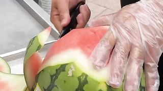 Amazing watermelon cutting skills
