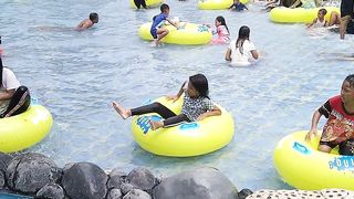 Swimming at a tourism spot