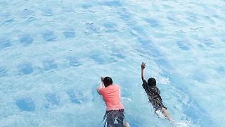 Swimming with family
