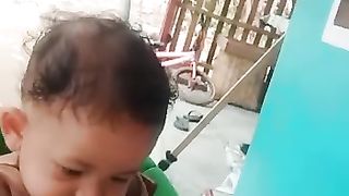Kids play game in the home