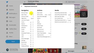 Twitter Website Keyboard shortcuts