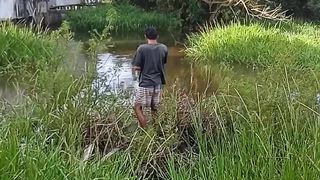 Catching monster fish in the swamp
