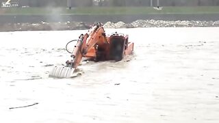Excavator Escape From The River