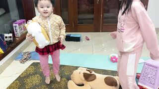 Two sisters having fun at home