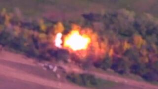Ukraine's 45th Artillery Brigade Excalibur artillery strike on a Russian 2S1 Gvozdika howitzer