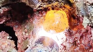 Ruby and sapphire hidden in the stone crevice