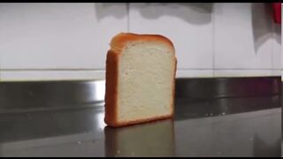 Piece of bread falling over