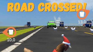 the chicken crosses the path of danger
