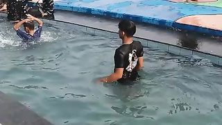 swimming with family at warterboom