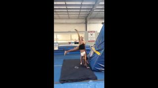 Gymnastic girl takes 'big kick' instruction to hilarious extremes