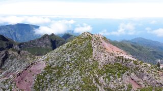 Aerial drone view from the top of Pico do Areeiro mountain on Madeira Island-Portugal