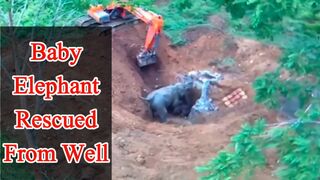 Baby elephant rescued from well in Thailand