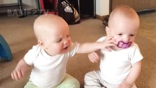 Funniest TWIN Baby Girls Fighting Over Pacifier