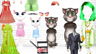 Four Talking Tom Billu Dulha Dulhan ki???????? Shaadi ka funny video -- Billu wedding dress part 08.